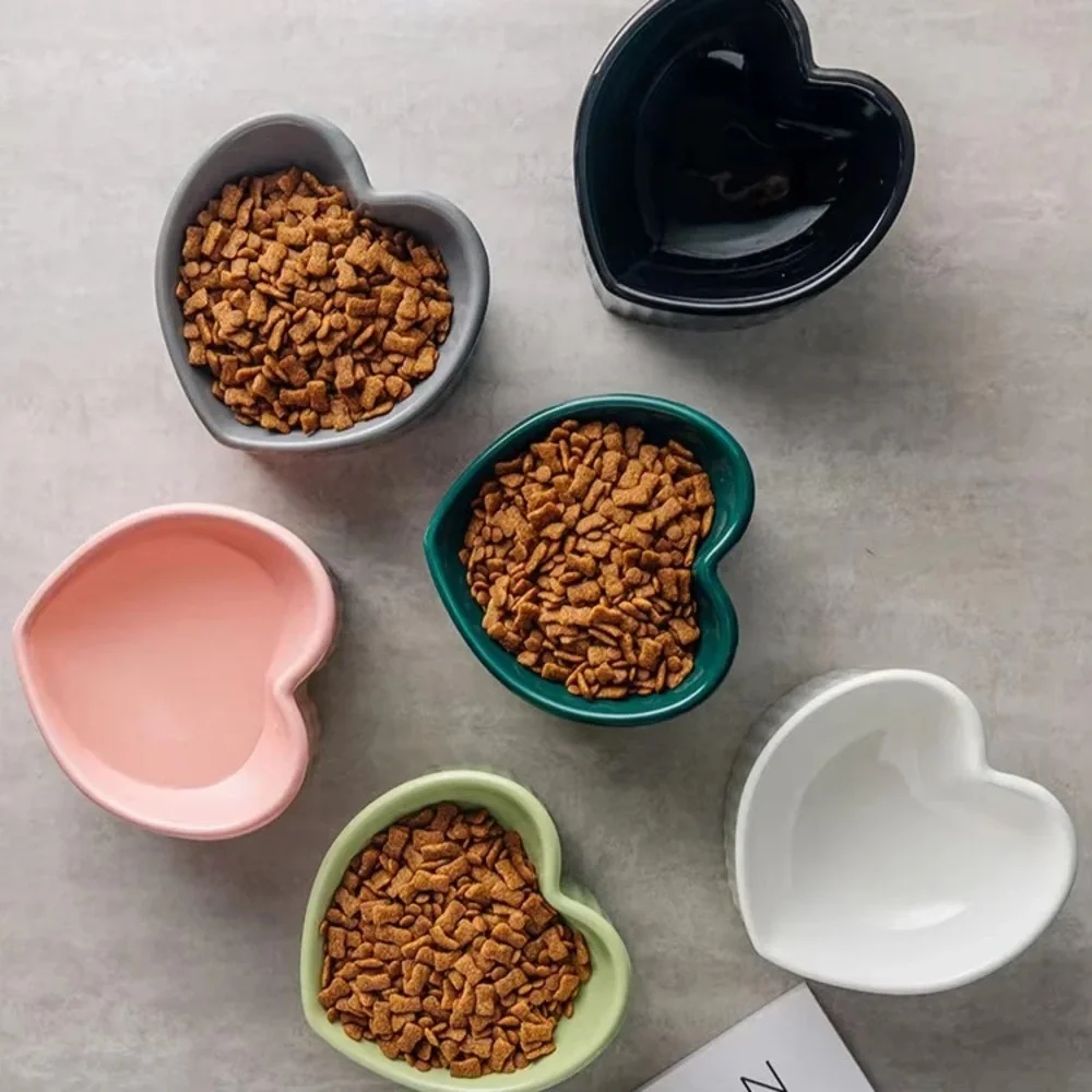 Heart-Shaped Ceramic Pet Bowls